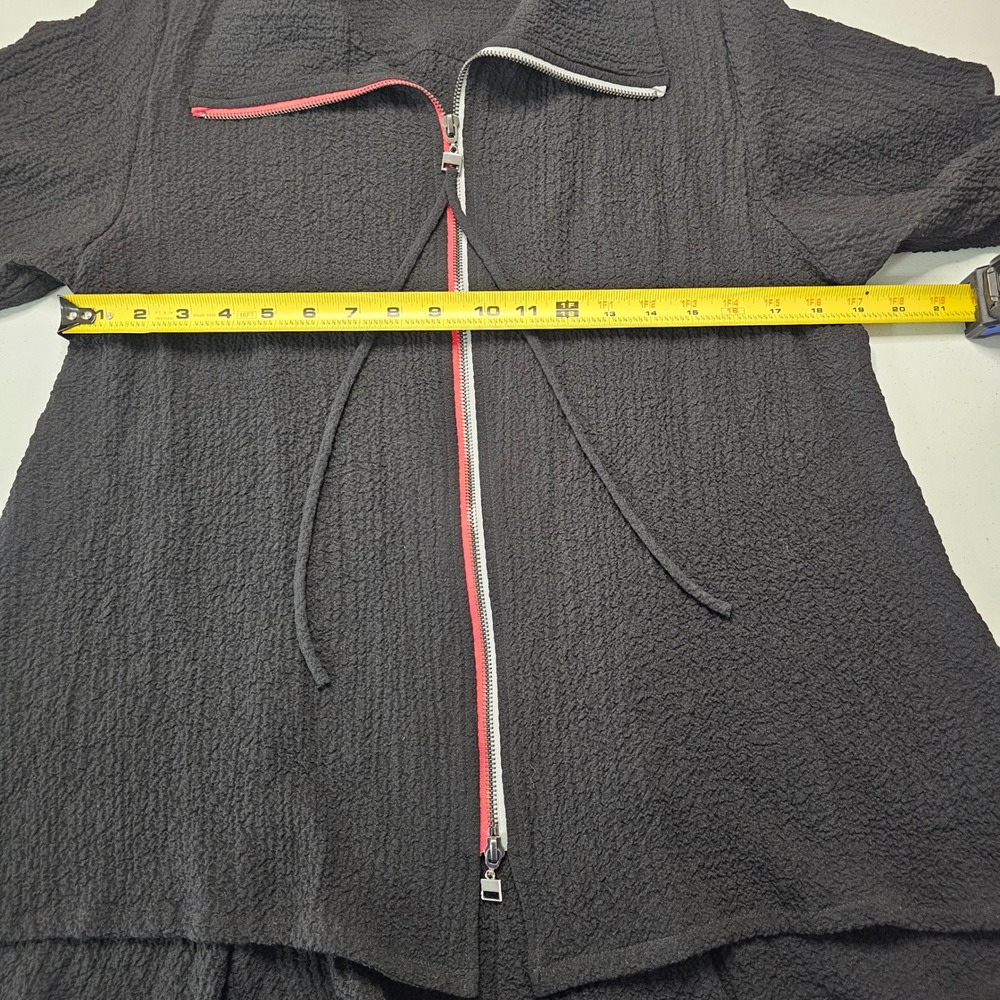 Kiyo Zip Tunic Tank Set XS/M Black Red Lagenlook Oversized Textured Crinkle 2pc - Picture 13 of 16